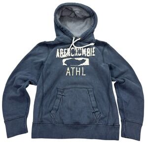 Y2K Abercrombie & Fitch Hoodie Men's Large Blue Distressed Thrashed Heavyweight